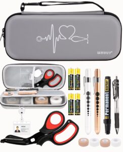 meuut 15 pcs stethoscope case kits, perfect nurse gift first aid kit with stethoscope case, medical scissor, penlights with batteries, bandage wraps, badge holders, nurse accessories for nurses