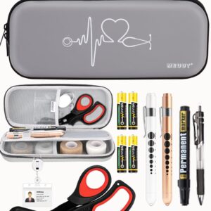 MEUUT 15 pcs Stethoscope Case Kits, Perfect Nurse Gift First Aid Kit with Stethoscope Case, Medical Scissor, Penlights with Batteries, Bandage Wraps, Badge Holders, Nurse Accessories for Nurses