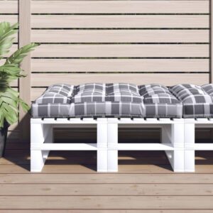 vidaXL Outdoor Pallet Cushion - UV and Water-Resistant Fabric, Gray Check Pattern, Polyester, Comfortable Hollow Fiber Filling, Versatile for Indoor/Outdoor Furniture - 47.2" x 31.5" x 4.7"