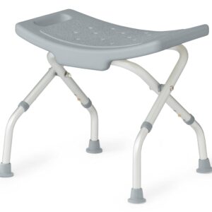 Medline Folding Shower Chair Without Back, Bath Chair Supports up to 250 lbs, Gray