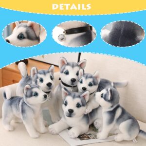 ELAINREN Lifelike Furry Husky Stuffed Animals Puppy Toy Realistic Huskies Chubby Anime Pillow Super Soft Siberian Husky Toy Plush Cute Pup Dolls Gifts,11.8Inch