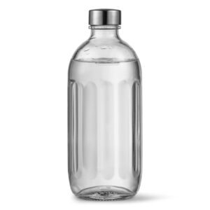 aarke glass bottle for carbonator pro sparkling water machine, stainless steel cap, refillable, dishwasher safe, bottle volume 800 ml