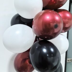 Graduation Decorations Maroon Black 2024/Burgundy Black Graduation Party Decorations 30Pcs Burgundy White Black Balloons/Maroon Party Decorations Birthday Wedding/Maroon Graduation Party