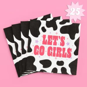 xo, fetti let's go girls rodeo napkins - 3-ply, 25 pcs | bachelorette party decorations, nashville supplies, cowgirl bride party favors, birthday party, western theme