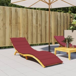 vidaXL Sun Lounger Cushion in Wine Red, 78.7"x23.6"x1.2" - Oxford Fabric Outdoor Patio Furniture Cushion with Soft Foam Fiber Filling - Water-Resistant Design with Non-Slip Attachment Ropes.