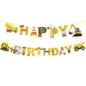 bieufbji construction birthday party supplies banner, construction party supplies decoration set for birthday party, for boys birthday baby shower engineering theme party favors.