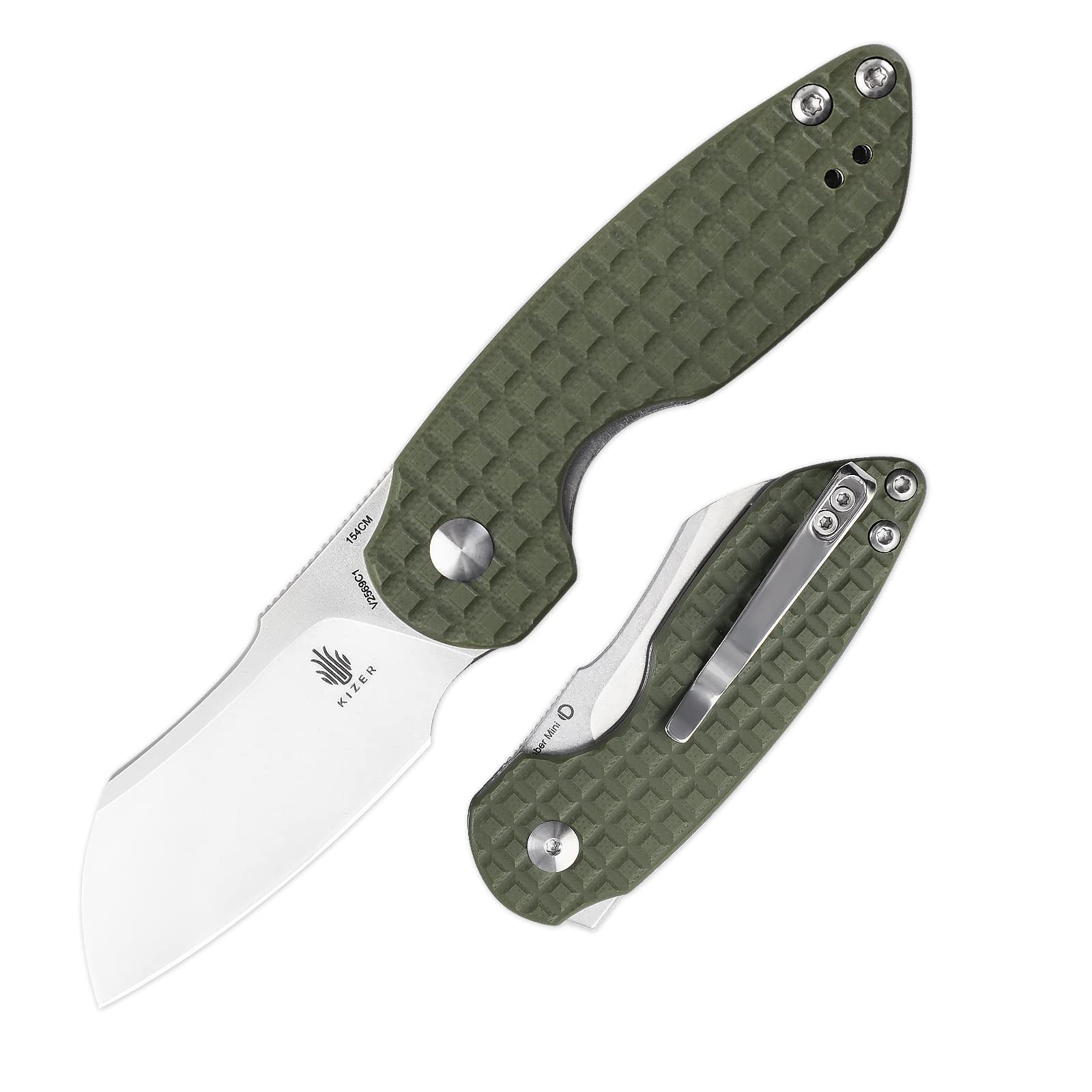 Kizer OCTOBER Mini Pocket Knife Green G10 Handle, EDC Outdoor Folding Knife 154CM Blade V2569C1