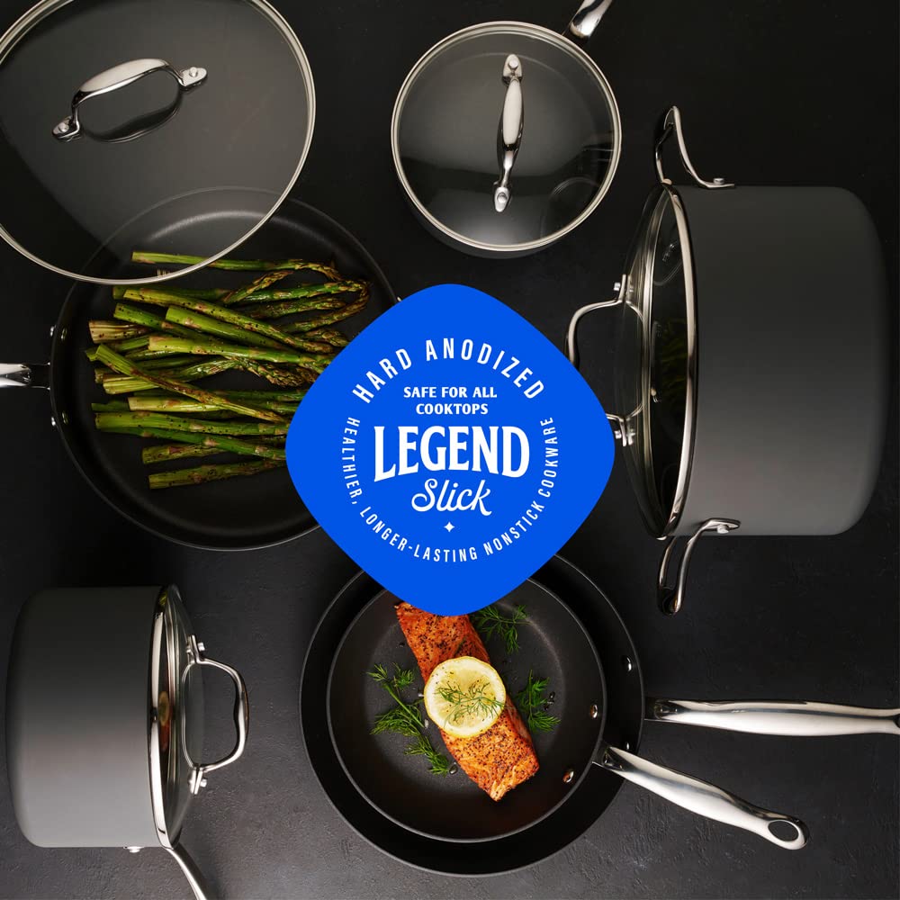 Legend Slick Hard Anodized Nonstick Skillets - Next Gen Hard Anodized Aluminum & Steel Chef Grade 2 Pans Set for Home - PFOA Free, Non-Toxic Non-Stick Surface - Oven & Dishwasher Safe