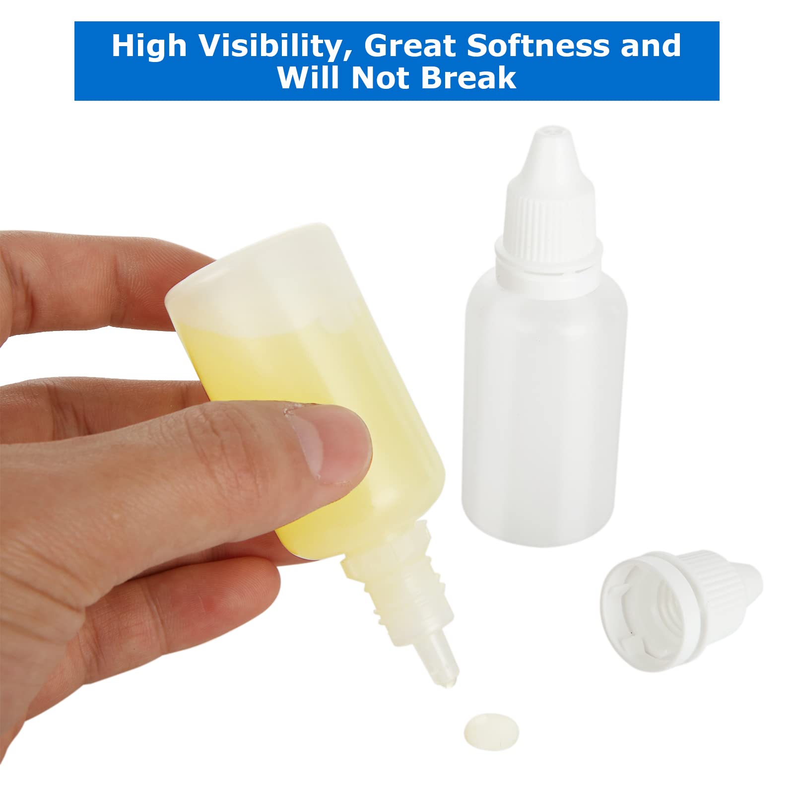 AKOLAFE 100PCS 30ml Plastic Empty Liquid Dropper Bottles with Caps 1oz Refillable Ldpe Plugs Essential Oil Bottle Container Empty Squeezable Liquid Dropper Bottle for Travelers