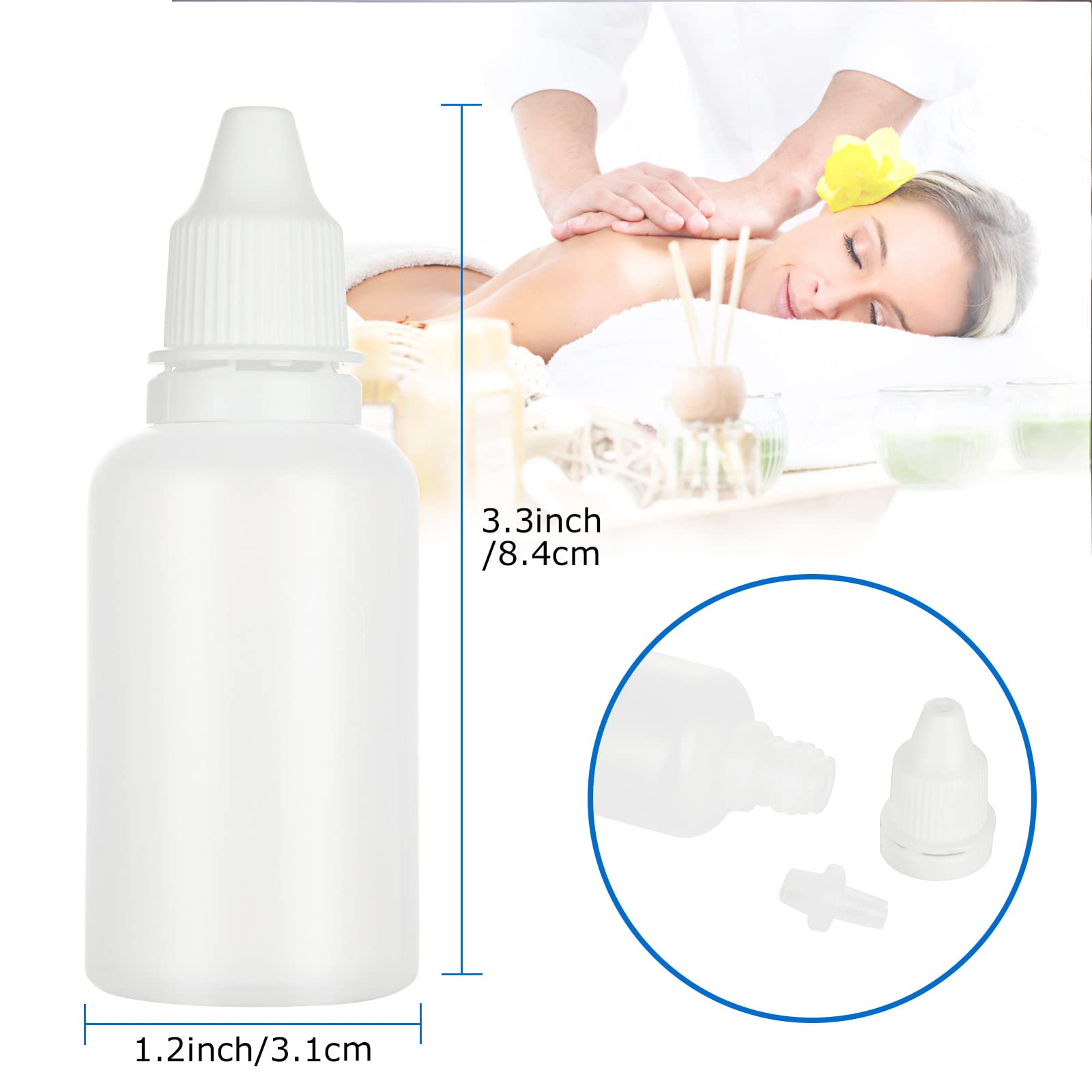 AKOLAFE 100PCS 30ml Plastic Empty Liquid Dropper Bottles with Caps 1oz Refillable Ldpe Plugs Essential Oil Bottle Container Empty Squeezable Liquid Dropper Bottle for Travelers