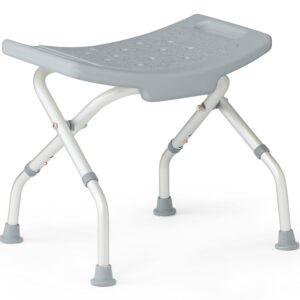 Medline Folding Shower Chair Without Back, Bath Chair Supports up to 250 lbs, Gray