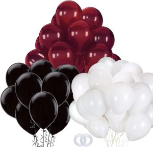 graduation decorations maroon black 2024/burgundy black graduation party decorations 30pcs burgundy white black balloons/maroon party decorations birthday wedding/maroon graduation party