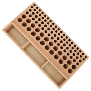 Leather Tool Holder, 100 Holes Leather Craft Rack Stand DIY Wooden Leathercraft Tool Storage Box Organizer Tool Case, for Leather Working Making Punch Tools Organization(Storage rack 100 holes)