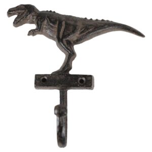 Ebros Gift Cast Iron Vintage Rustic Prehistoric Jurassic Era Tyrannosaurus Rex Dinosaur Wall Coat Key Leash Hook Multi-Purpose Hanger Organizer Hooks (1)