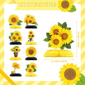 9 Pcs Sunflower Party Decorations for Baby Shower, Sunflower Bridal Shower Decorations Sunflower Birthday Party Wedding Supplies Decorations, Sunflower Theme Party Honeycomb Centerpieces for Tables