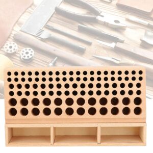 Leather Tool Holder, 100 Holes Leather Craft Rack Stand DIY Wooden Leathercraft Tool Storage Box Organizer Tool Case, for Leather Working Making Punch Tools Organization(Storage rack 100 holes)