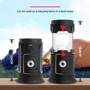 BYRUYI LED Solar Camping Light Rechargeable Flashlight Portable Lantern for Camping Hurricane Emergency Power Outage Hiking Fishing (Black)