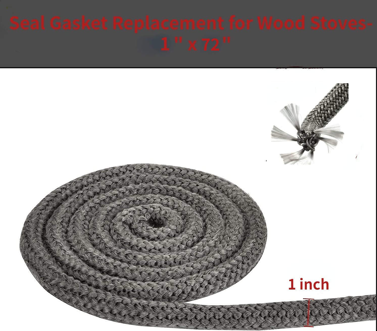 BSTFLEX Graphite Impregnated Fiberglass Rope Seal Gasket Replacement for Wood Stoves- 1/4" x 84"