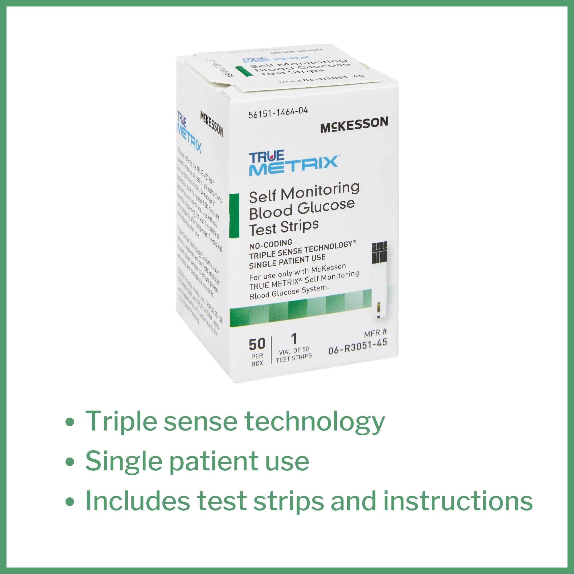 McKesson TRUE METRIX Self-Monitoring Blood Glucose Test Strips, 50 Strips, 3 Packs, 150 Total