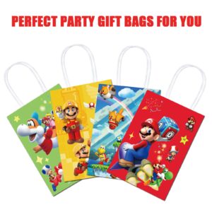 16PCS Party Gift Bags for Super Bros Birthday Party Supplies, Party Favor Bags for Bro Cartoon Birthday Party Supplies, Goody Candy Treat Bags for Super Bros Party Favors Decor Super Bros Themed