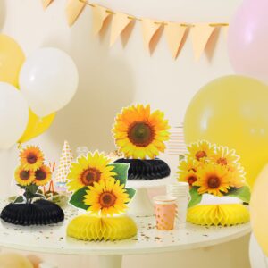 9 Pcs Sunflower Party Decorations for Baby Shower, Sunflower Bridal Shower Decorations Sunflower Birthday Party Wedding Supplies Decorations, Sunflower Theme Party Honeycomb Centerpieces for Tables