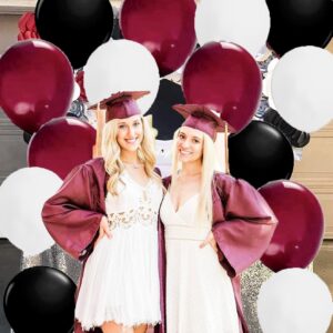 Graduation Decorations Maroon Black 2024/Burgundy Black Graduation Party Decorations 30Pcs Burgundy White Black Balloons/Maroon Party Decorations Birthday Wedding/Maroon Graduation Party