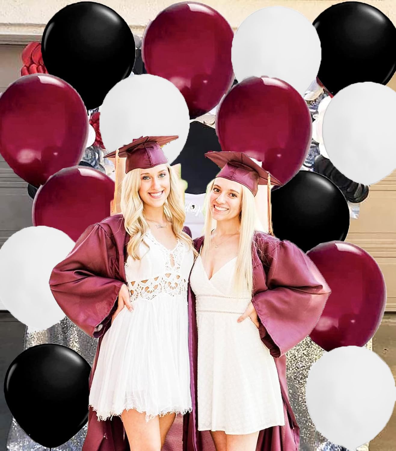 Graduation Decorations Maroon Black 2024/Burgundy Black Graduation Party Decorations 30Pcs Burgundy White Black Balloons/Maroon Party Decorations Birthday Wedding/Maroon Graduation Party