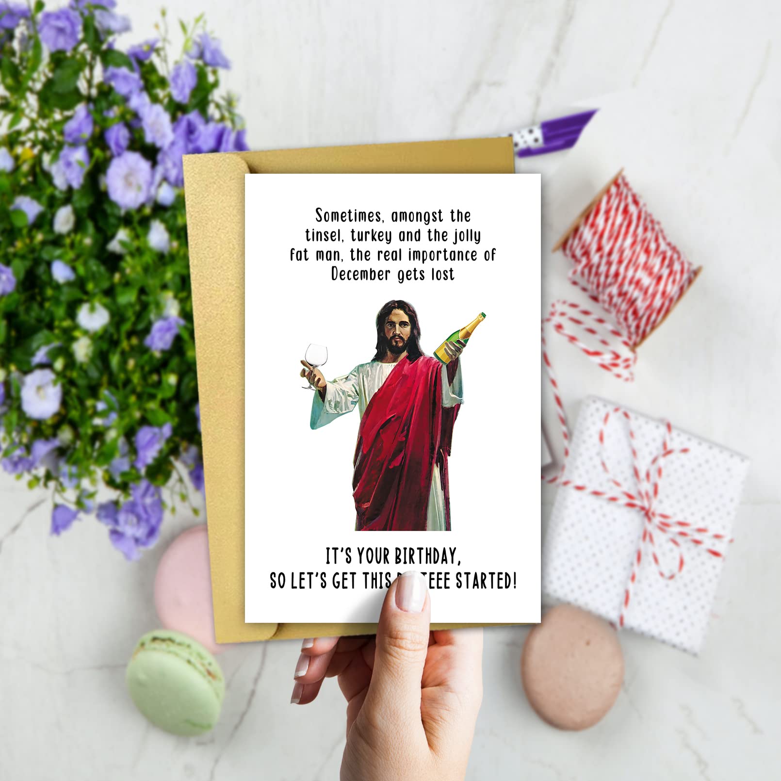 December Birthday Card ideal for anyone,Christmas Jesus Christ Party,Unique Birthday Card,Funny Jesus Card