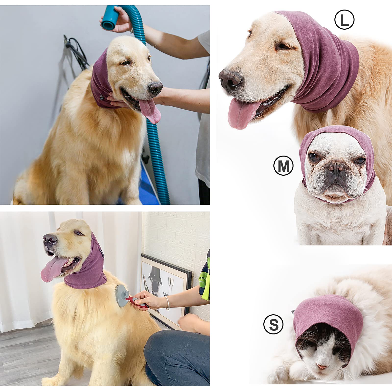 Dog Ear Cover for Anxiety Relief, Dog Calming Hood for Grooming and Bath Drying, Pet Cats and Dogs Ear Protector (Medium)