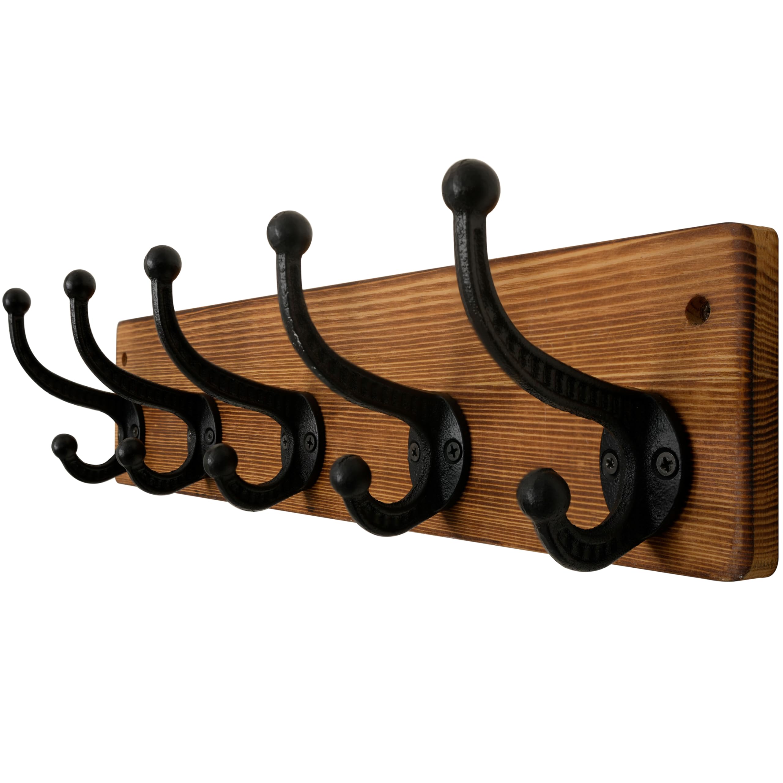 WEBI Rustic Coat Rack Wall Mount,5 Cast Iron Coat Hooks Wall Mounted,Heavy Duty Wall Coat Hanger Hooks for Hanging Coats,Clothes,Rustic Brown