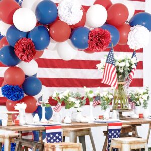 Dark Red White and Blue Balloons Garland Arch Kit with 75Pcs Navy Burgundy White Balloons 6Pcs Paper Flowers for 4th of July Patriotic Graduation Decorations Baseball Bday Party Nautical Baby Shower