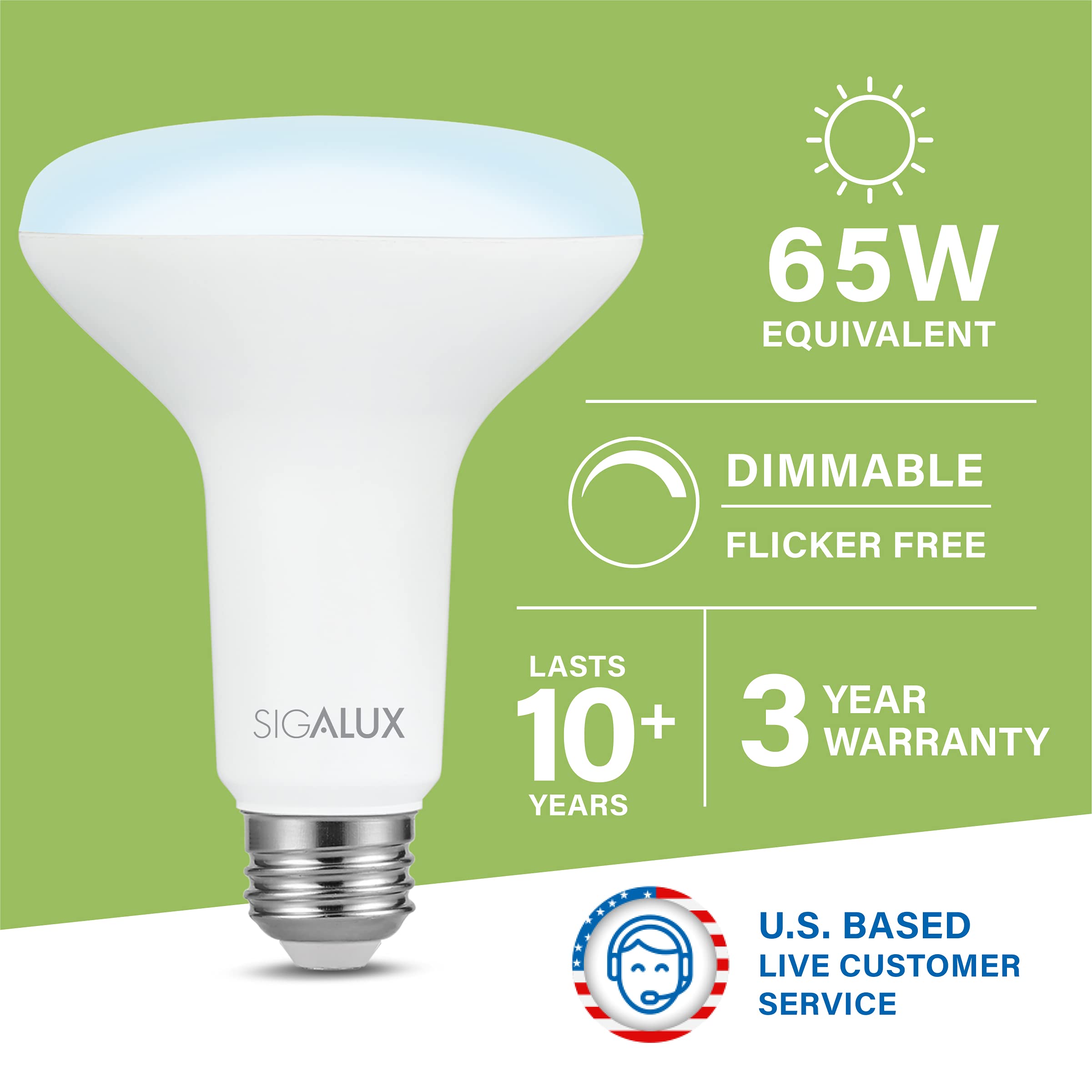 Sigalux LED Flood Lights Indoor, BR30 LED Bulb 65W Equivalent, Dimmable Recessed Light Bulbs 650LM 5000K Daylight Can Light Bulbs, E26 Base Bulged Light Bulbs UL Listed, 6 Pack