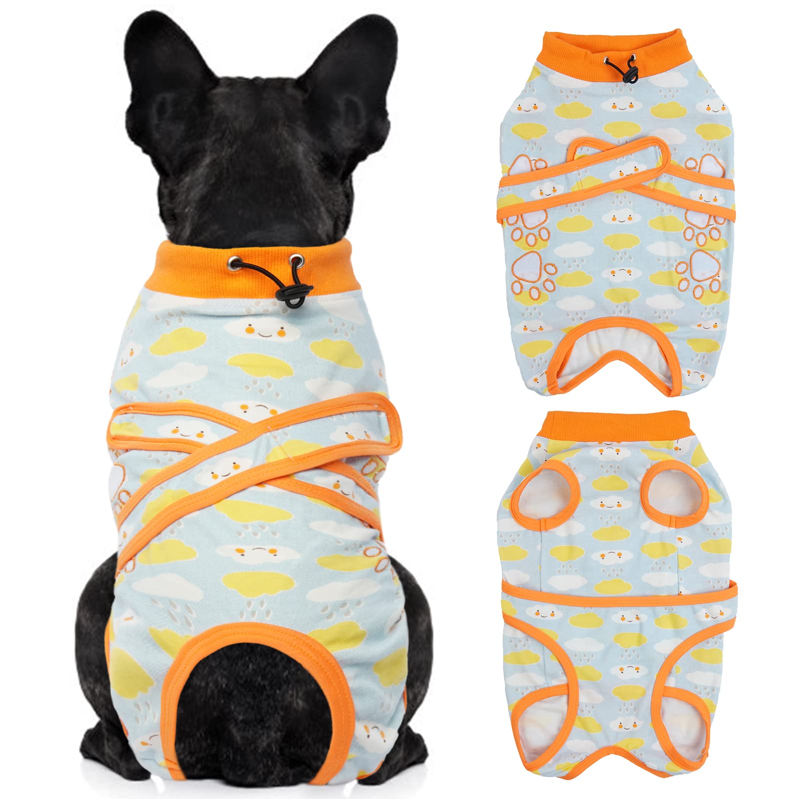 ROZKITCH Dog Recovery Suit After Surgery for Dog Cat, Surgical Onesie Pant for Female Male Dog, Cone e-Collar Alternative Post OP Abdominal Wound Anti Licking Costume After Spay Blue S