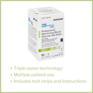 McKesson TRUE METRIX Professional Monitoring Blood Glucose Test Stripes, 50 Strips, 3 Packs, 150 Total