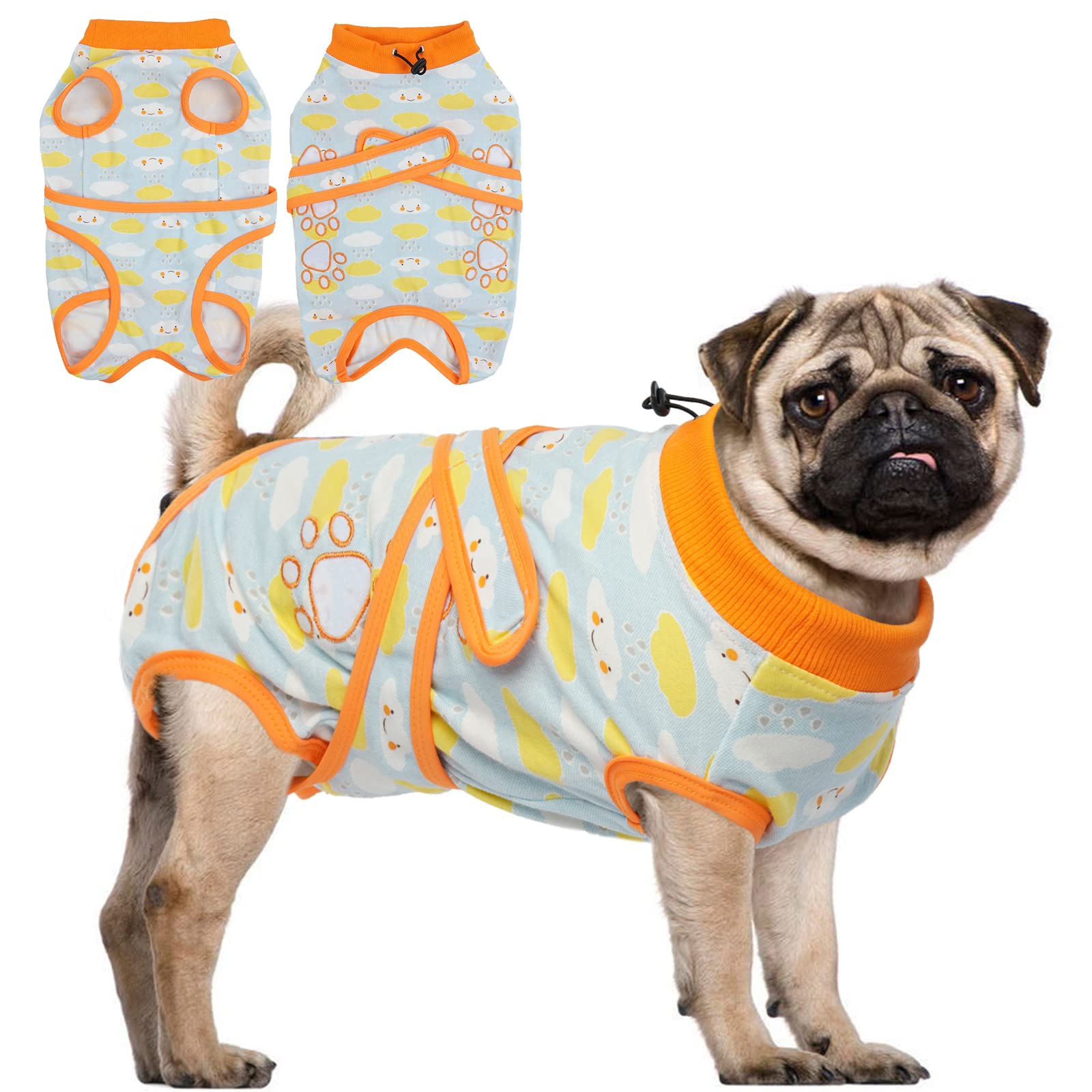 ROZKITCH Dog Recovery Suit After Surgery for Dog Cat, Surgical Onesie Pant for Female Male Dog, Cone e-Collar Alternative Post OP Abdominal Wound Anti Licking Costume After Spay Blue S