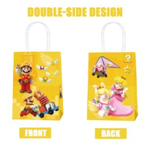 16PCS Party Gift Bags for Super Bros Birthday Party Supplies, Party Favor Bags for Bro Cartoon Birthday Party Supplies, Goody Candy Treat Bags for Super Bros Party Favors Decor Super Bros Themed