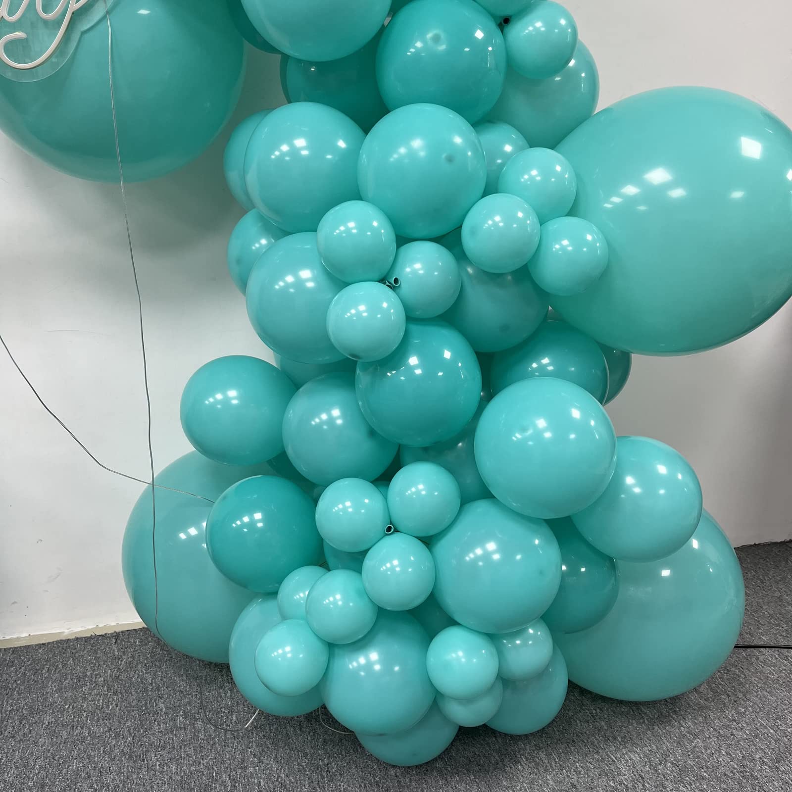 MEBAY 100 Pcs Teal Blue Balloons Different Sizes 18 12 10 5 Inch Party Balloon Garland Arch Kit for Birthday Wedding Baby Shower Graduation Halloween Anniversary Bride Party Decoration