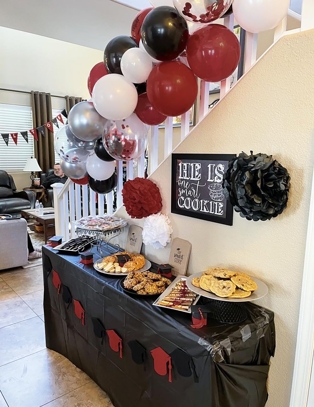 Graduation Decorations Maroon Black 2024/Burgundy Black Graduation Party Decorations 30Pcs Burgundy White Black Balloons/Maroon Party Decorations Birthday Wedding/Maroon Graduation Party