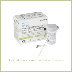 McKesson TRUE METRIX PRO Professional Monitoring Blood Glucose Test Strips - No Coding, Triple Sense Technology, Multiple Patient Use - Vials of Strips, 100 Strips, 6 Packs, 600 Total