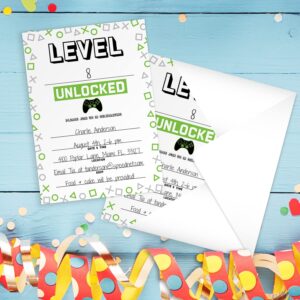 Canopy Street Level Up Gamer Birthday Party Invitations / 25 Fill In The Blank Video Game Themed Party Invites With Envelopes / 5" x 7" Player Event Invitation