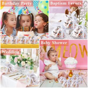 OurWarm 144Pcs Baby Shower Favors Including Cute Angel Keychains, Favor Boxes and Thank You Cards for Baptism Favors, Bridal Shower Favors, Birthday Party Favors Wedding Favors for Guests (Pink)