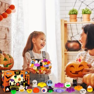 MGparty 48pcs Halloween Squishies Toys for Kids Halloween Party Favors Halloween Goodie Bag Fillers Prizes Halloween Decorations Stress Relief Favor Toys for Kids