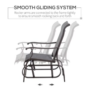 Outsunny Outdoor Glider Chair, Gliders for Outside Patio with Steel Frame and Mesh Fabric for Backyard, Garden, and Porch, Gray