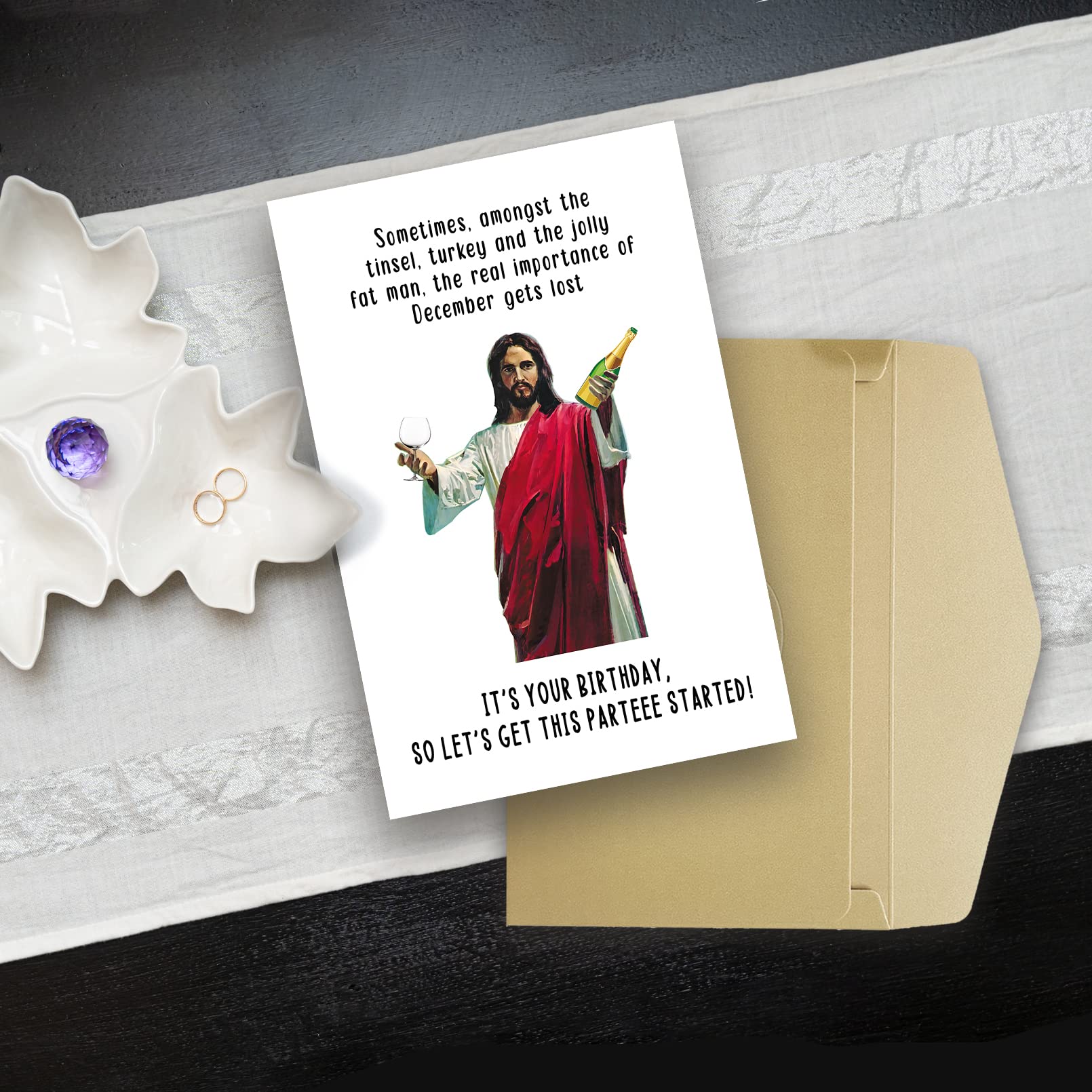 December Birthday Card ideal for anyone,Christmas Jesus Christ Party,Unique Birthday Card,Funny Jesus Card