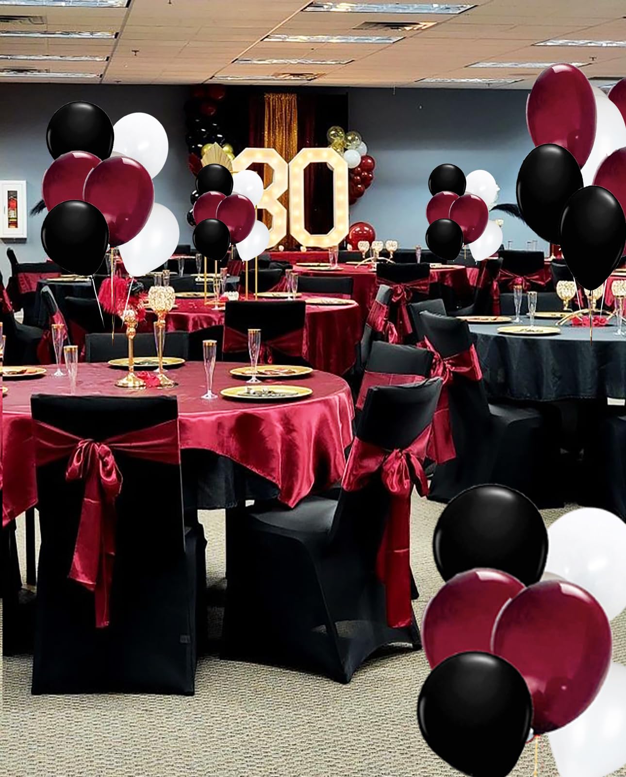 Graduation Decorations Maroon Black 2024/Burgundy Black Graduation Party Decorations 30Pcs Burgundy White Black Balloons/Maroon Party Decorations Birthday Wedding/Maroon Graduation Party