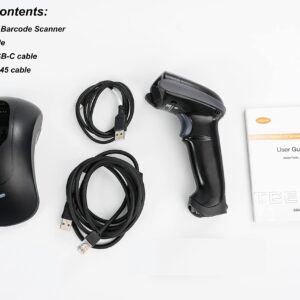 TEEMI Bluetooth QR Barcode Scanner with USB Cradle, Battery Replaceable Feature, Wireless Barcodes Reader Bar Code Scan Gun Handsfree Automatic Screen Scanning, Advanced Data Parsing