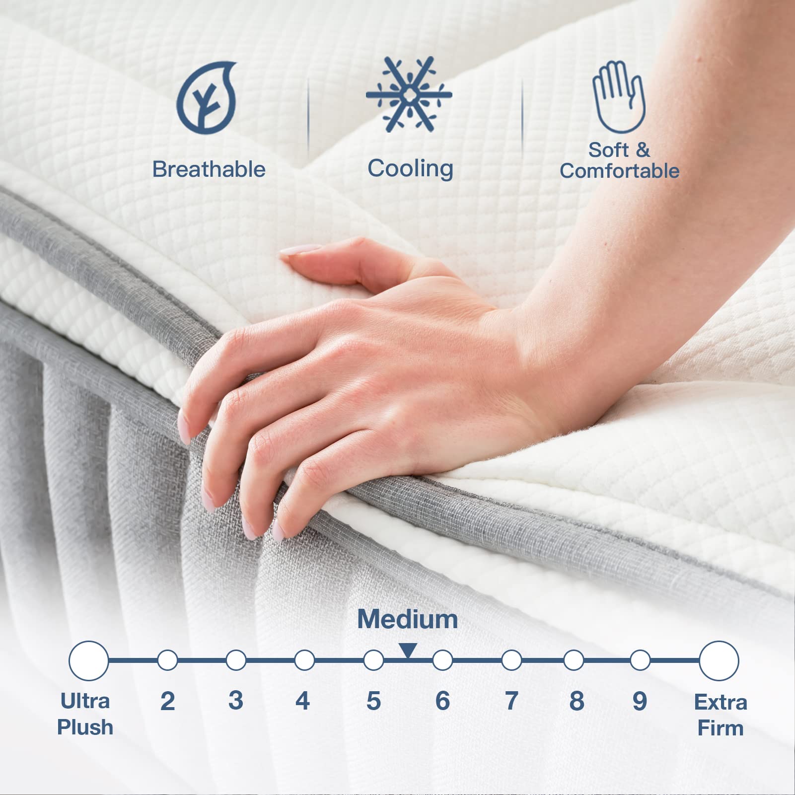 Twin XL Mattress, DIGLANT 12 Inch Euro Top Hybrid Mattress, Gel Memory Foam with Pocket Spring Mattress in a Box and Balance Support, Medium Feel Mattress, CertiPUR-US Certified