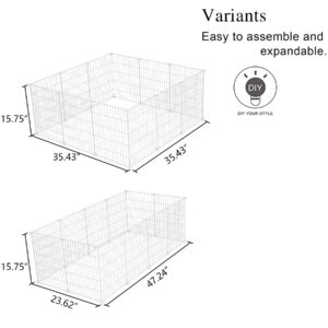 C&AHOME Pet Playpen, Small Animals Supplies, 16 Panels Exercise Playpens Cage, C Grids Portable Yard Fence Indoor, Ideal for Guinea Pigs, Pet Products, DIY Metal Yard Fence, 12" × 15" White UPPM3416W