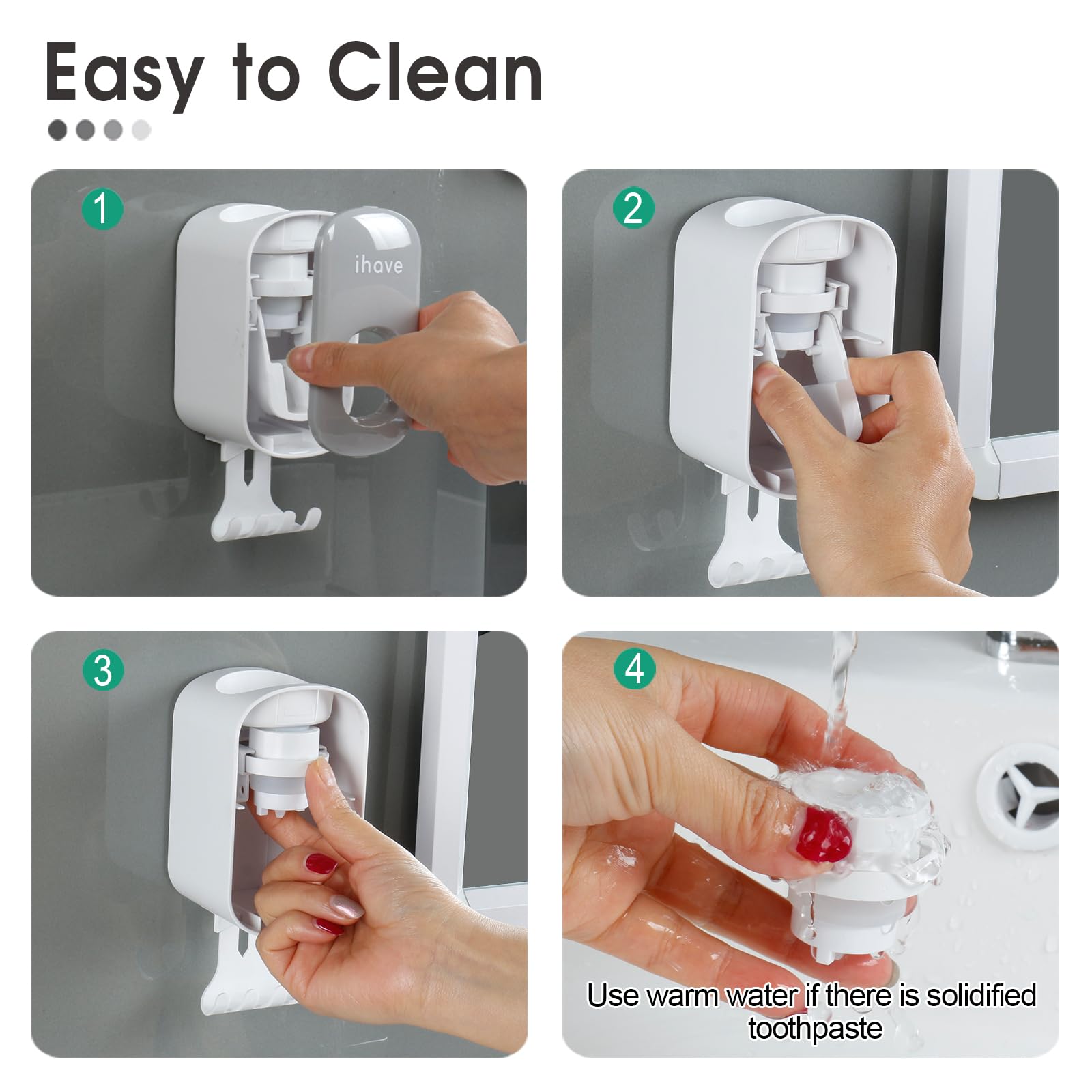 iHave Toothbrush Holder Wall Mounted with Toothpaste Dispenser - Easy to Install, Sturdy, and Stylish Bathroom Decor & Bathroom Accessories