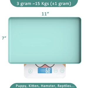 Pet Scale for Newborn Puppy and Kitten, Pet Scale with Detachable Tray for Dog Whelping Nursing, Weigh Pets Baby in Grams, 33lbs (±1 Gram) (Blue)